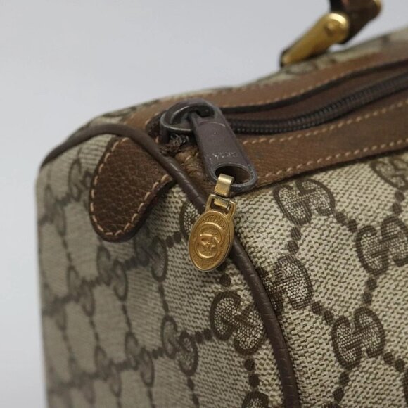 GUCCI GG Supreme Web Sherry Line Boston Bag PVC Beige Red - Picture 11 of 16